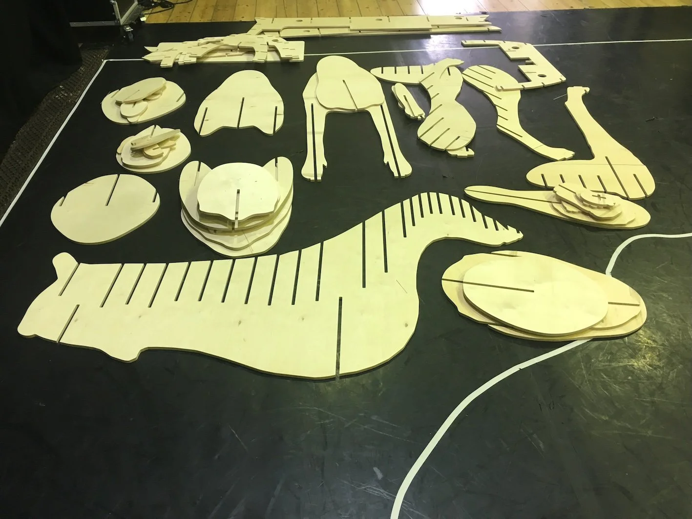  Black Shuck pieces,   Pyre Parade     making workshops (2019). Photo by Merry Grey. 