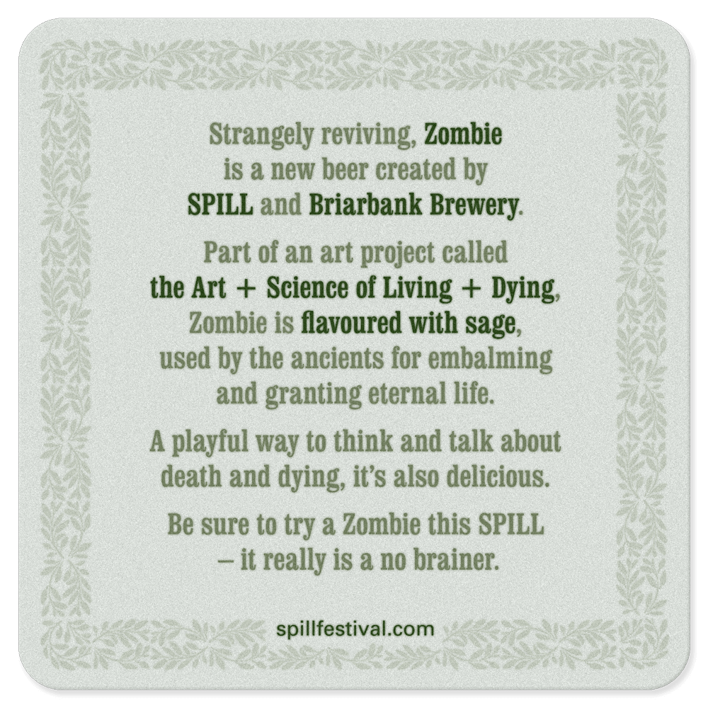    Zombie     beer mat - back (2018), design by Come Hither