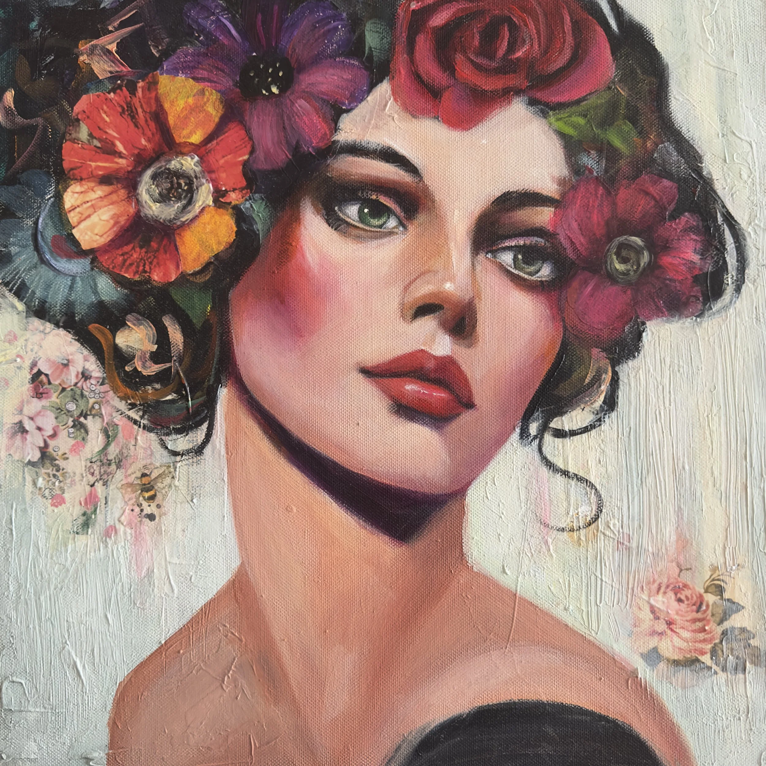 "Flourish" – 40cm x 40cm, mixed media on canvas