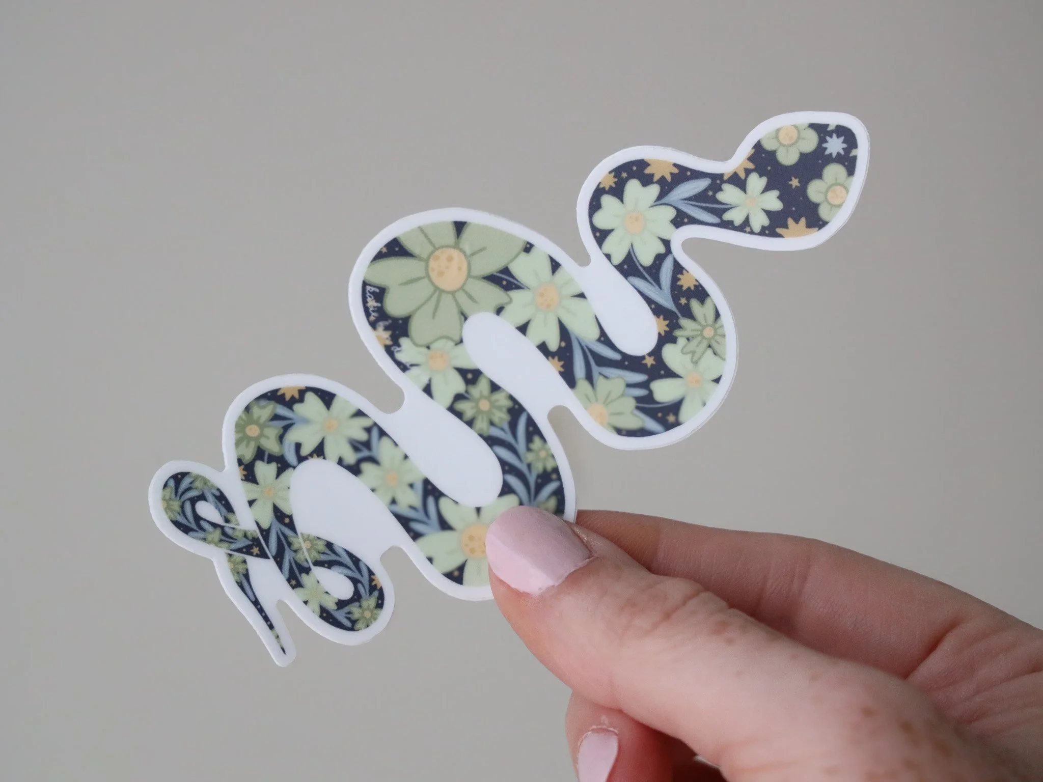 FLOWER SNAKE STICKER - BLUE & GREEN