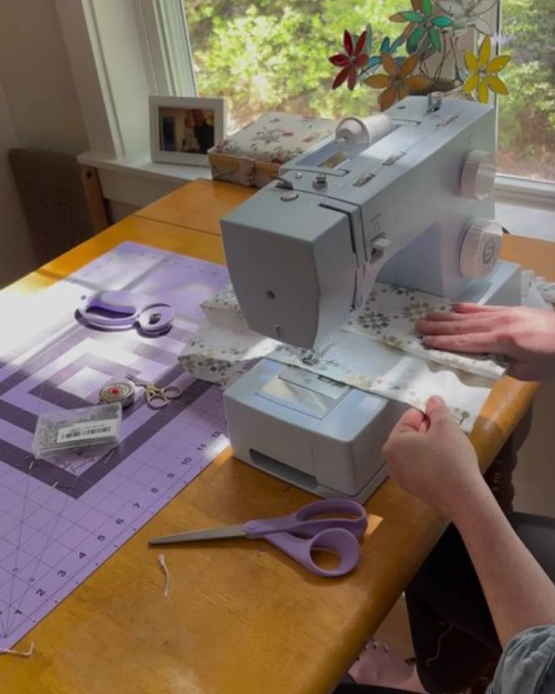 Sewing my cafe curtains!