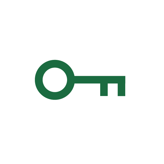 Green key icon on white background