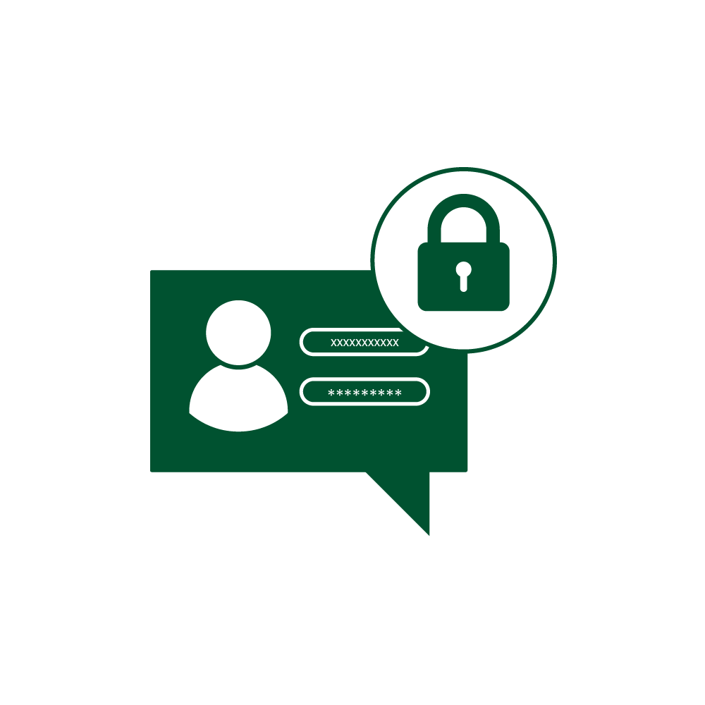 Icon depicting secure login with user profile and padlock symbol
