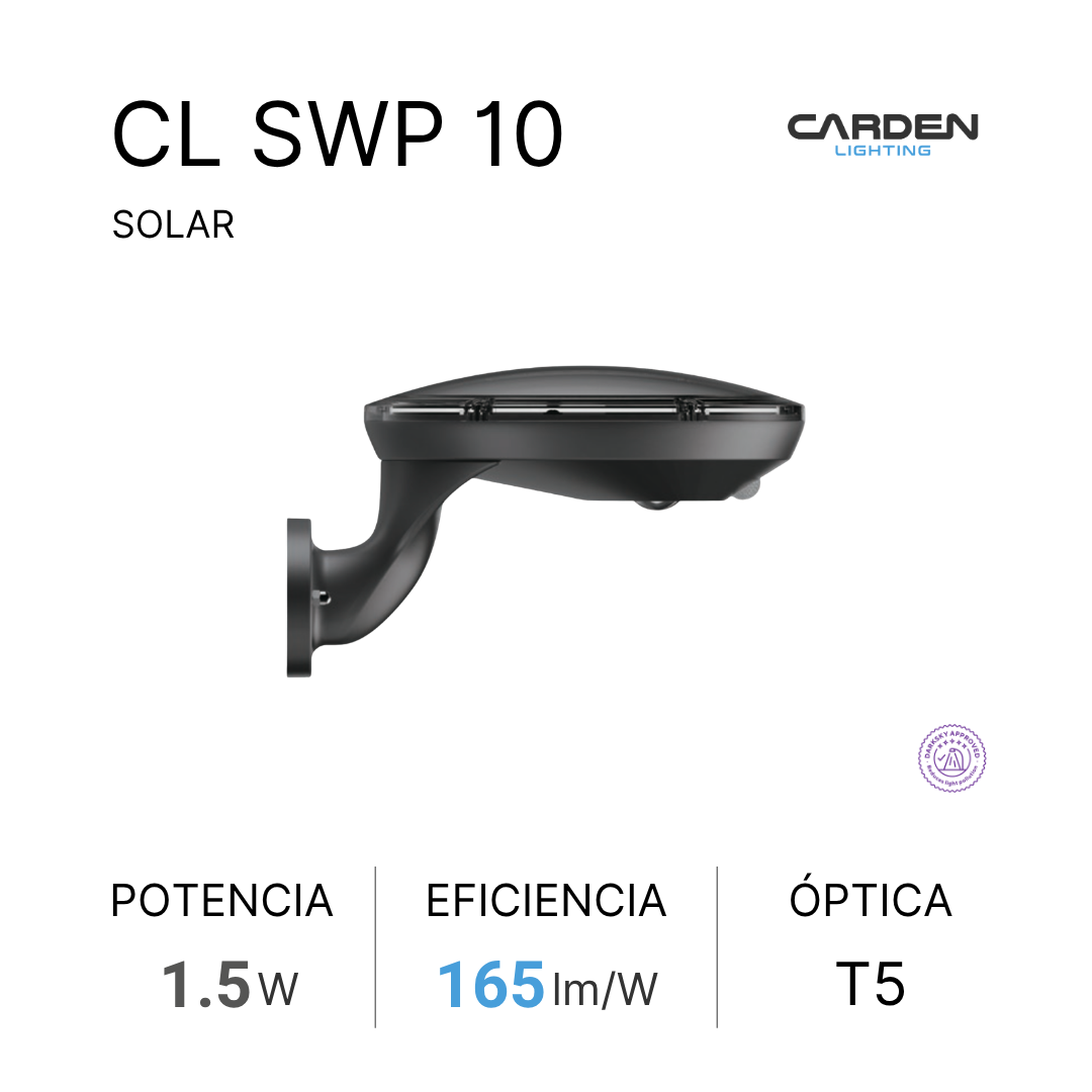 Wall pack solar LED Carden CL SWPR con panel solar remoto para iluminación perimetral autónoma de muros