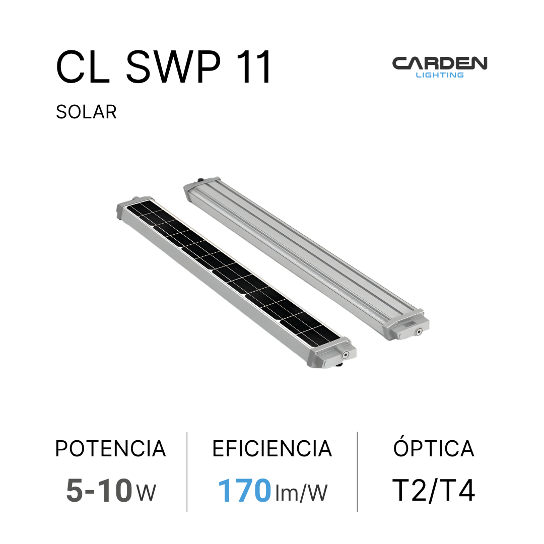 Wall pack solar LED Carden CL SWPR con panel solar remoto para iluminación perimetral autónoma de muros