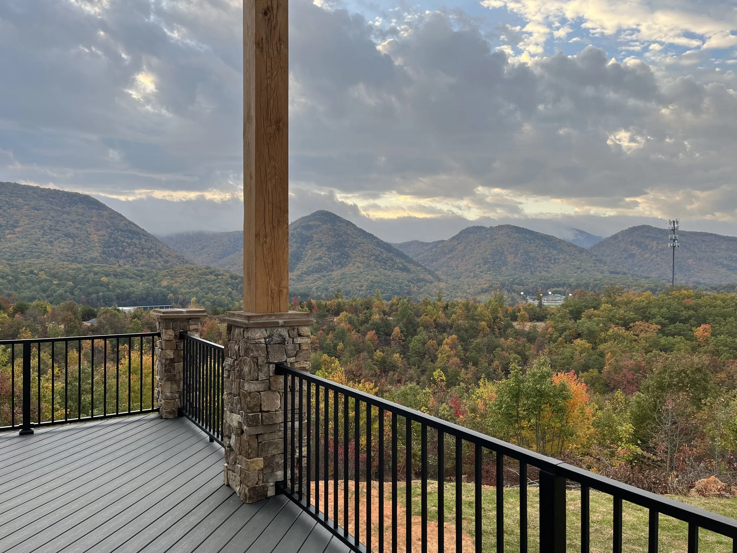 The Meridian House front porch looking southeast towards our little town