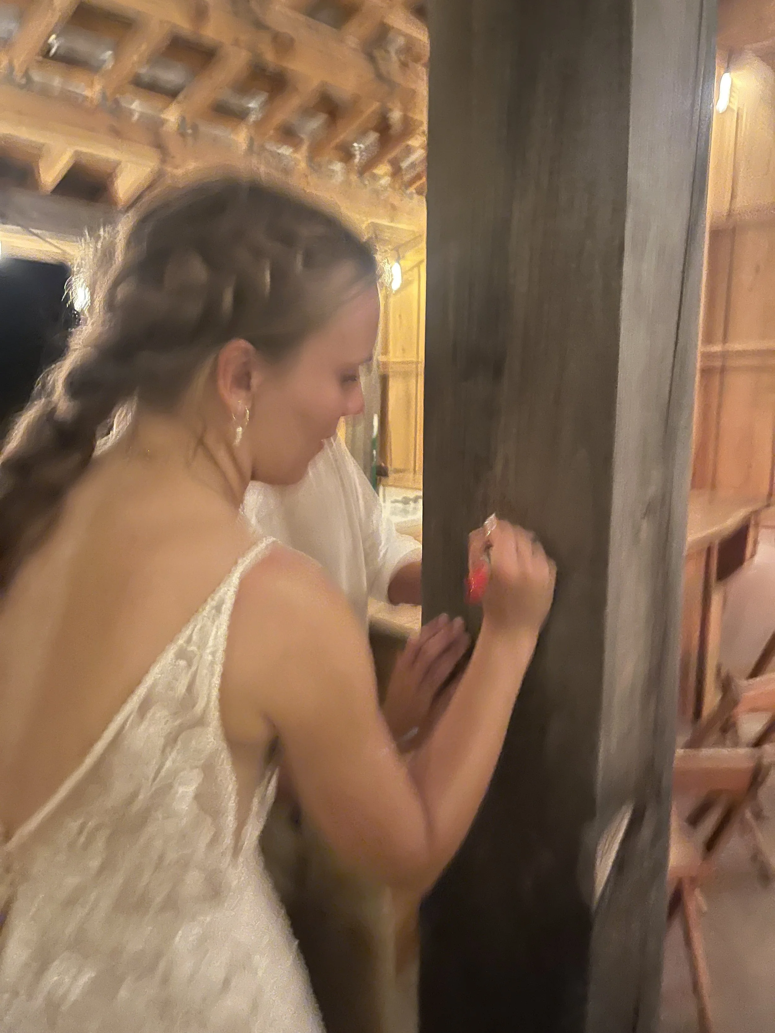 Couples leave a message on the timberframe