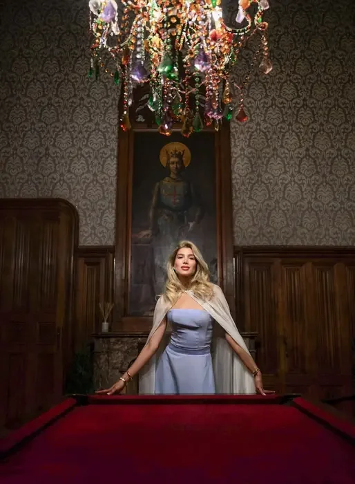 Bride editorial portrait at Chateau Challain billiard room - France wedding