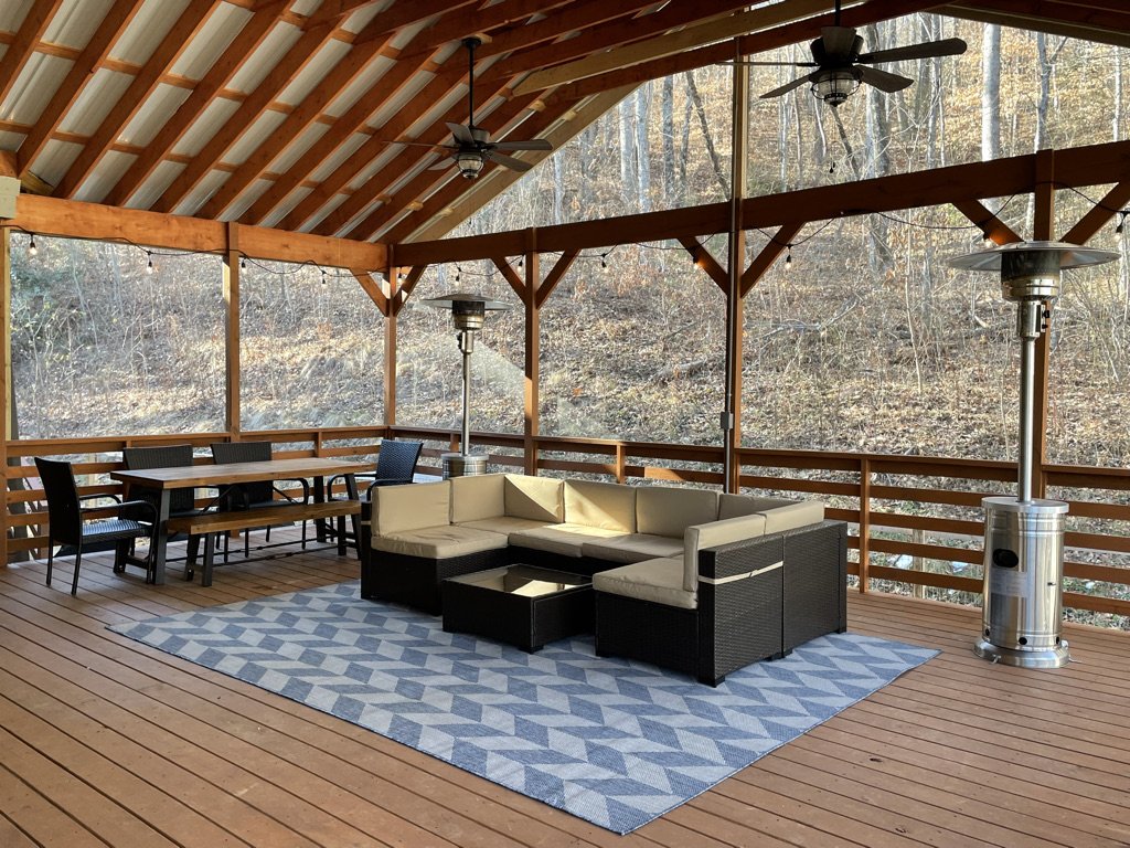 30x30 covered deck addition with ceiling fans by Quality Carpentry WNC