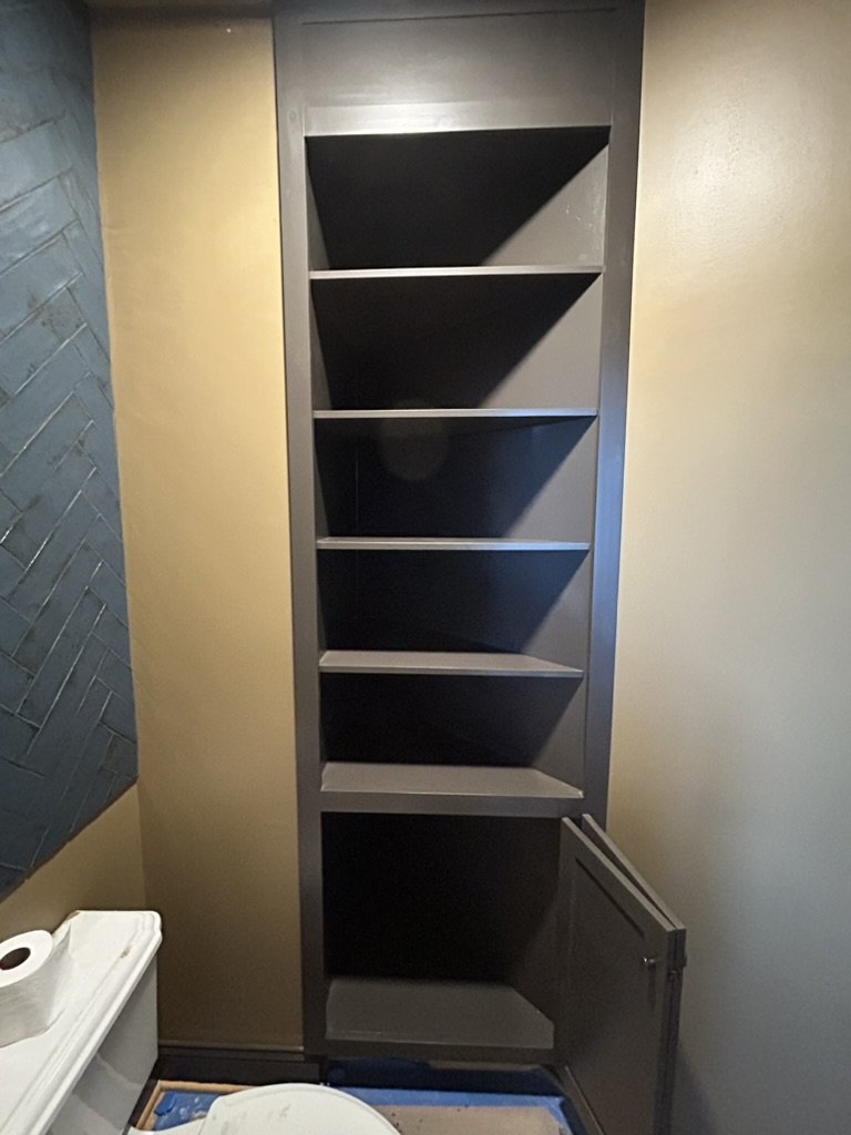 “Detailed interior trim and molding work, including custom baseboards, wainscoting, and crown molding in Waynesville, NC.”