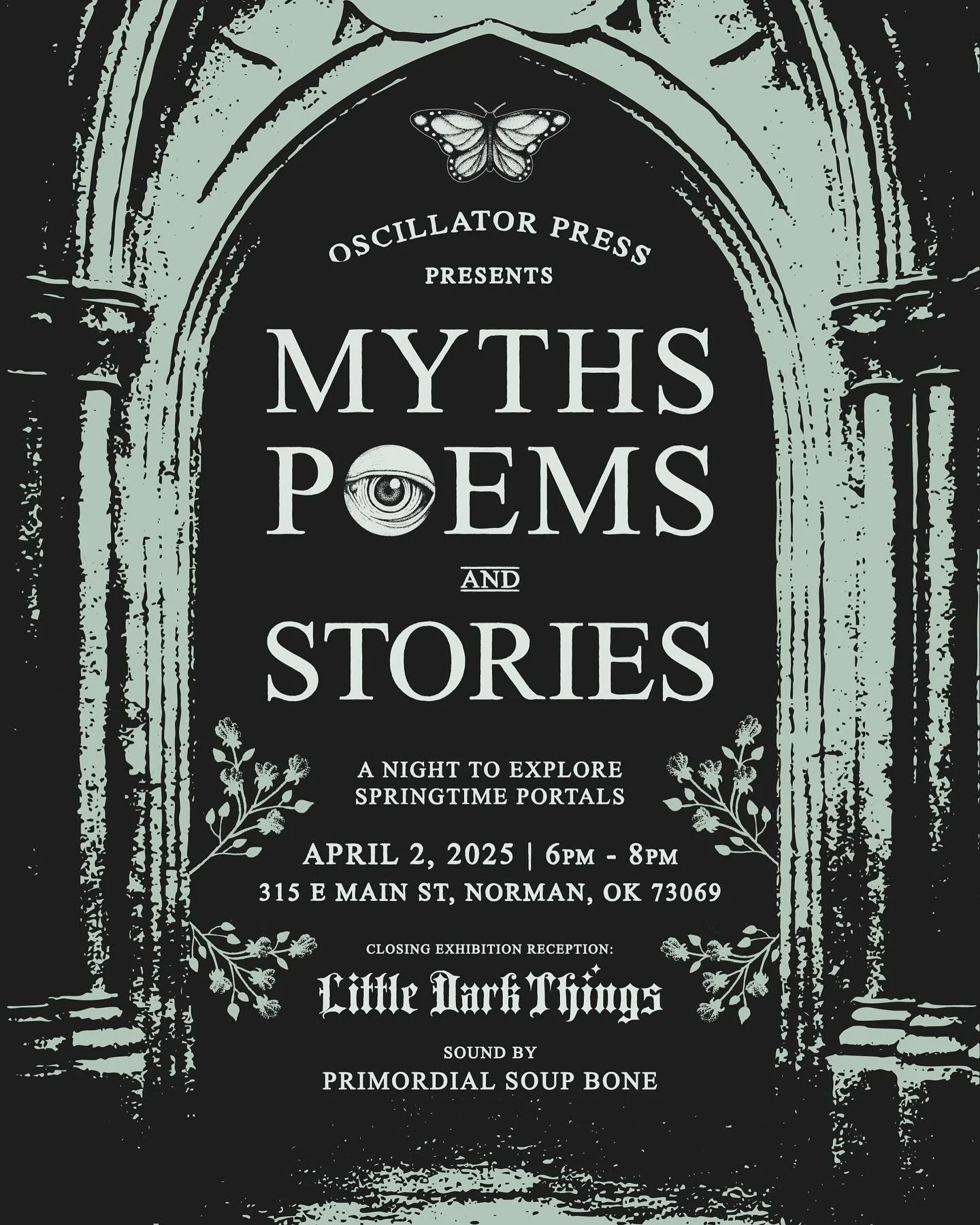 Myth, Poems, &amp; Stories this Wednesday @osc.press 

Come read, listen, perform, etc. and celebrate springtime portals 🔮🌷 

6pm - 8pm | 📍315 E. Main St, Norman OK 73069

#normanarts #norman #localart #artcommunity #mythology #poetry #creativewri