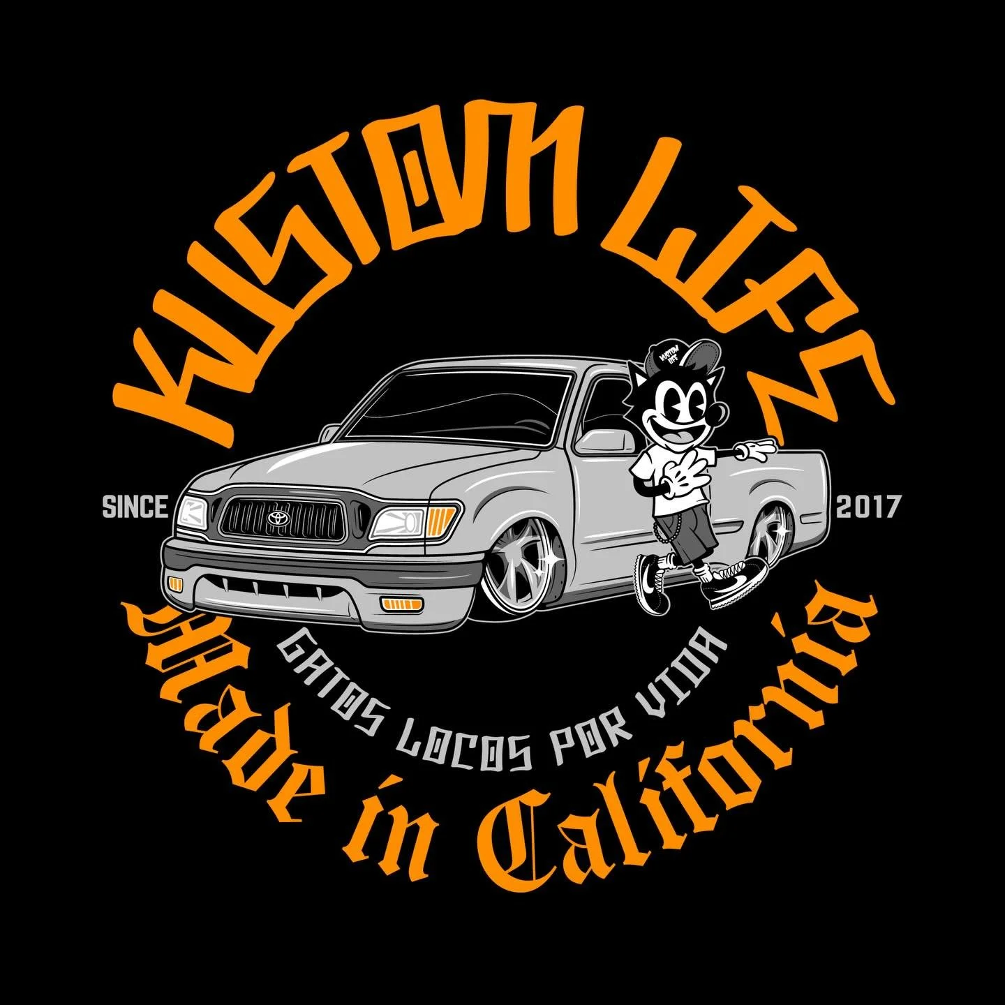 Very fun one made for the homies @kustom_life thanks Frank! 🐈&zwj;⬛🌮 #illustrator #tshirtdesign #cali #tacoma