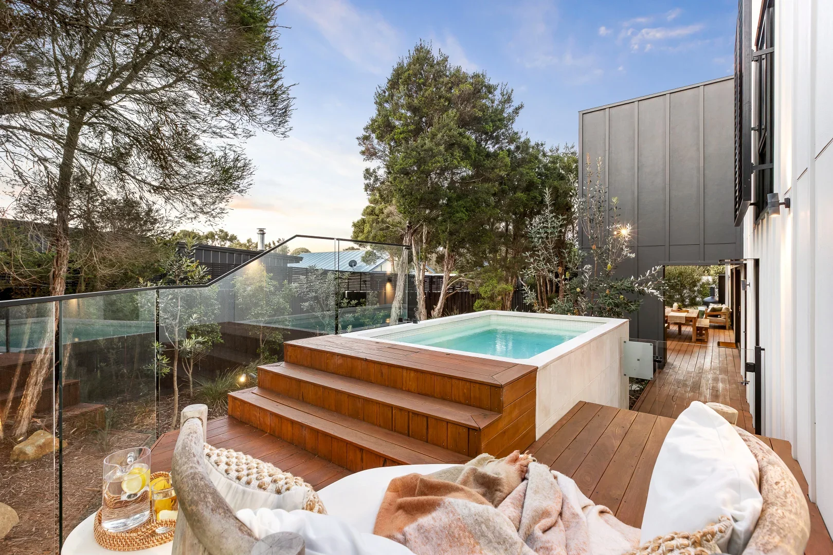 RYCOR Landscapes completed backyard at House 1 on The Block 2024 Phillip Island