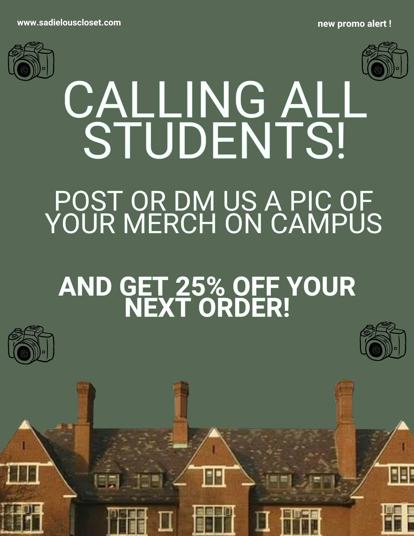 Hey Gryphons! We want to see you wearing your Sadie Lou! Post or DM us a pic of you wearing your merch on campus to get 25% off your next order!! We can&rsquo;t wait to see.