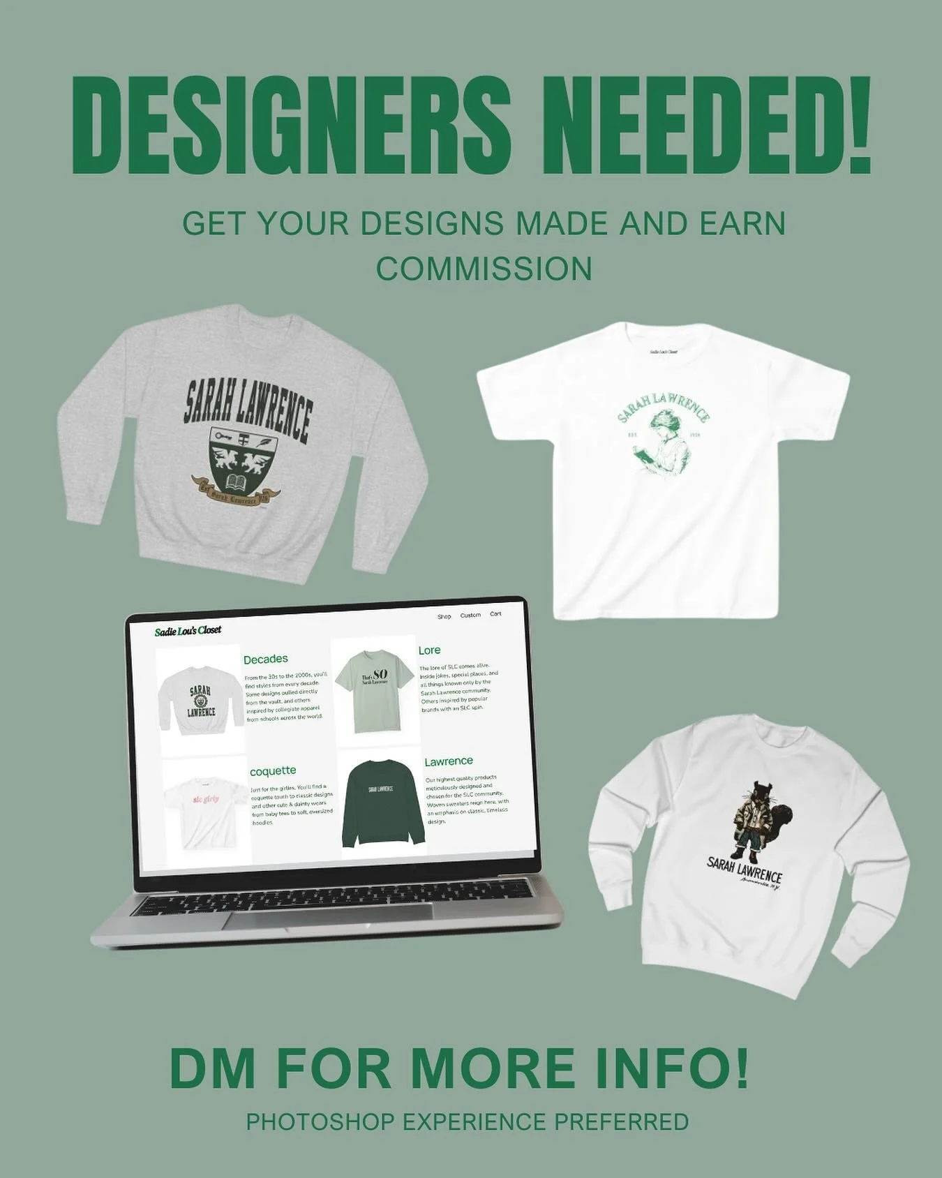 Gryphons we need you! DM us for more information on how you could become the newest Sadie Lou&rsquo;s Closet designer!