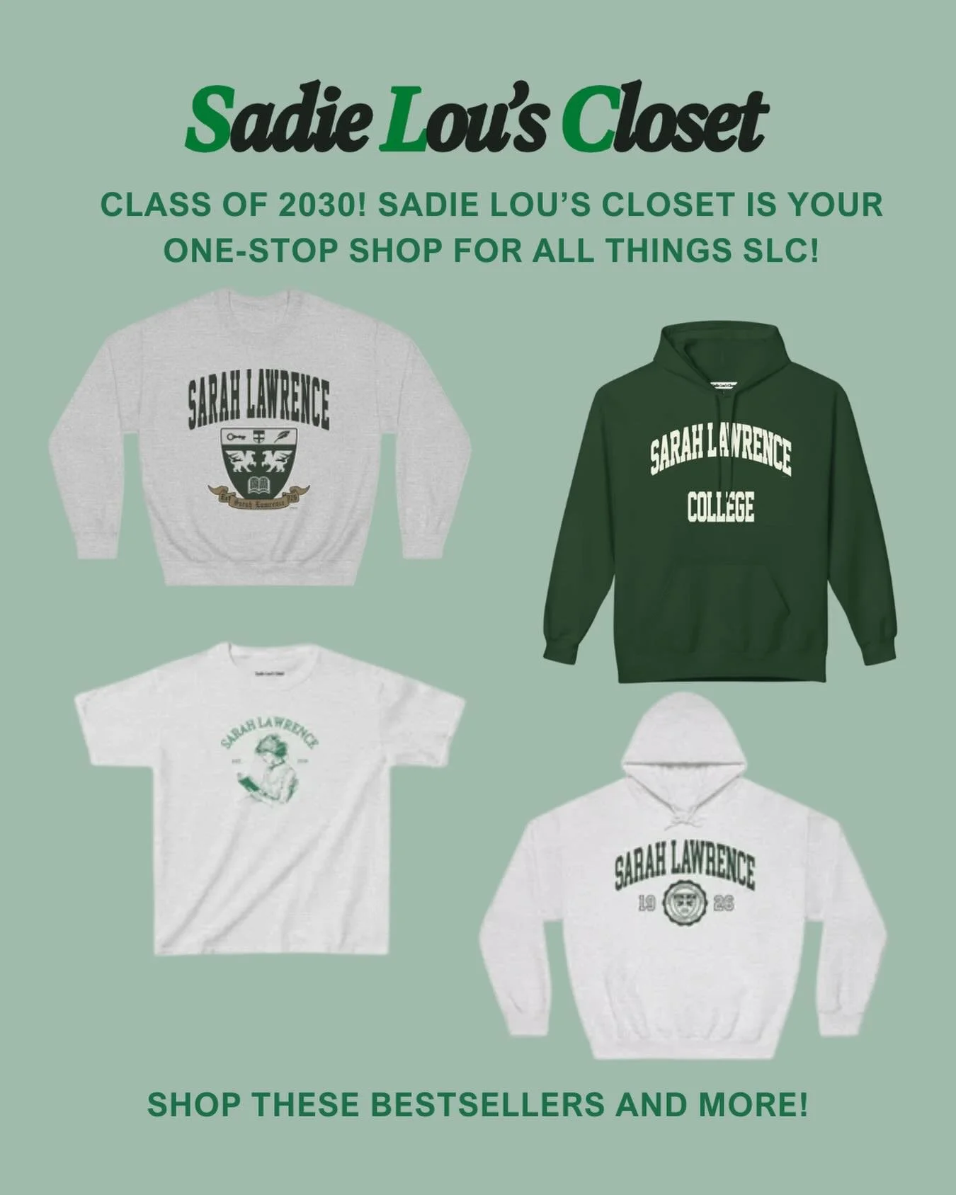 We are excited to welcome all our new Gryphons to the class of 2030! 💚🎉 Sadie Lou&rsquo;s Closet is your one stop shop for all things SLC! Shop these and much much more at the link in our bio or DM us!