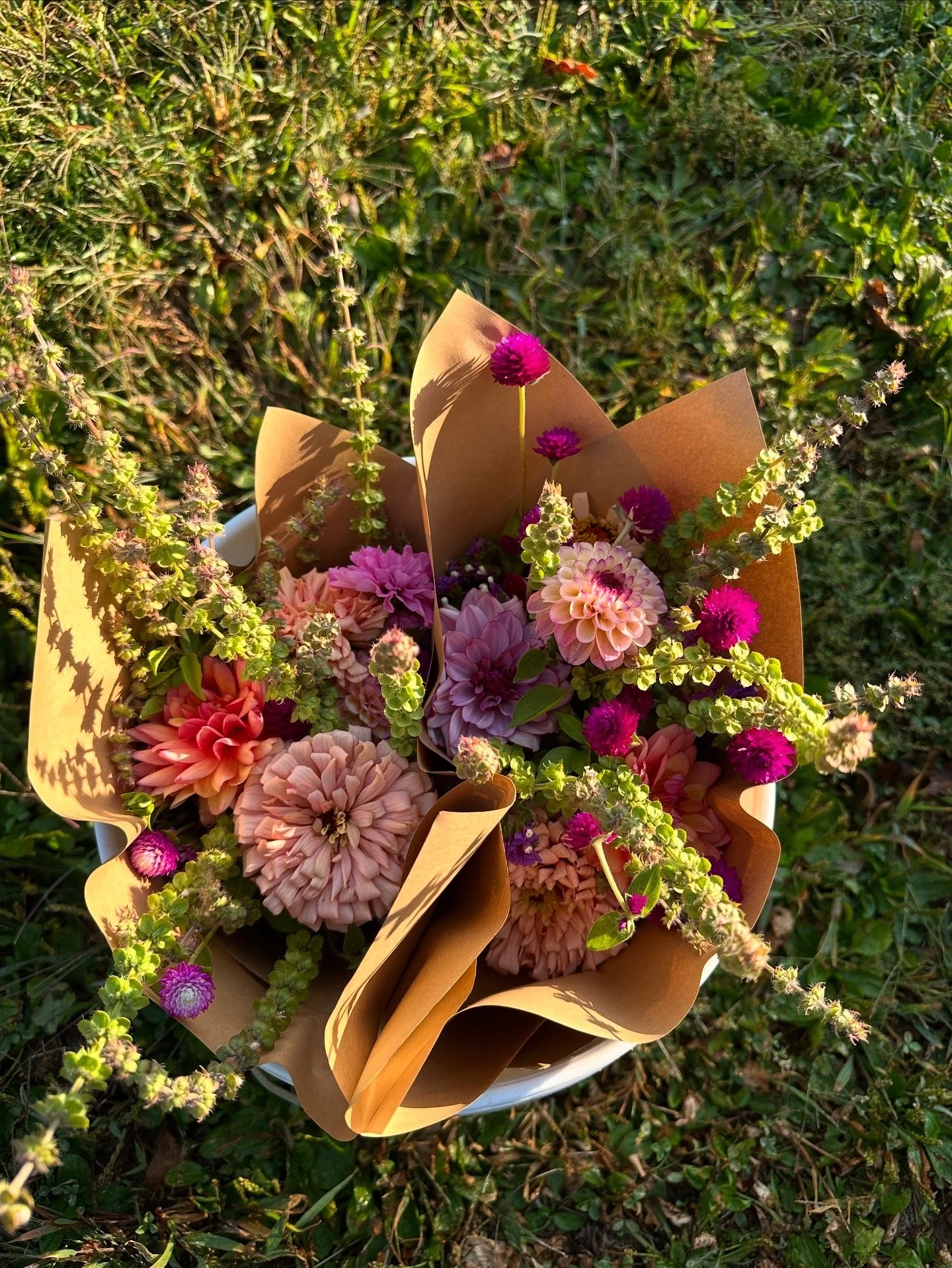 three mixed bouquets