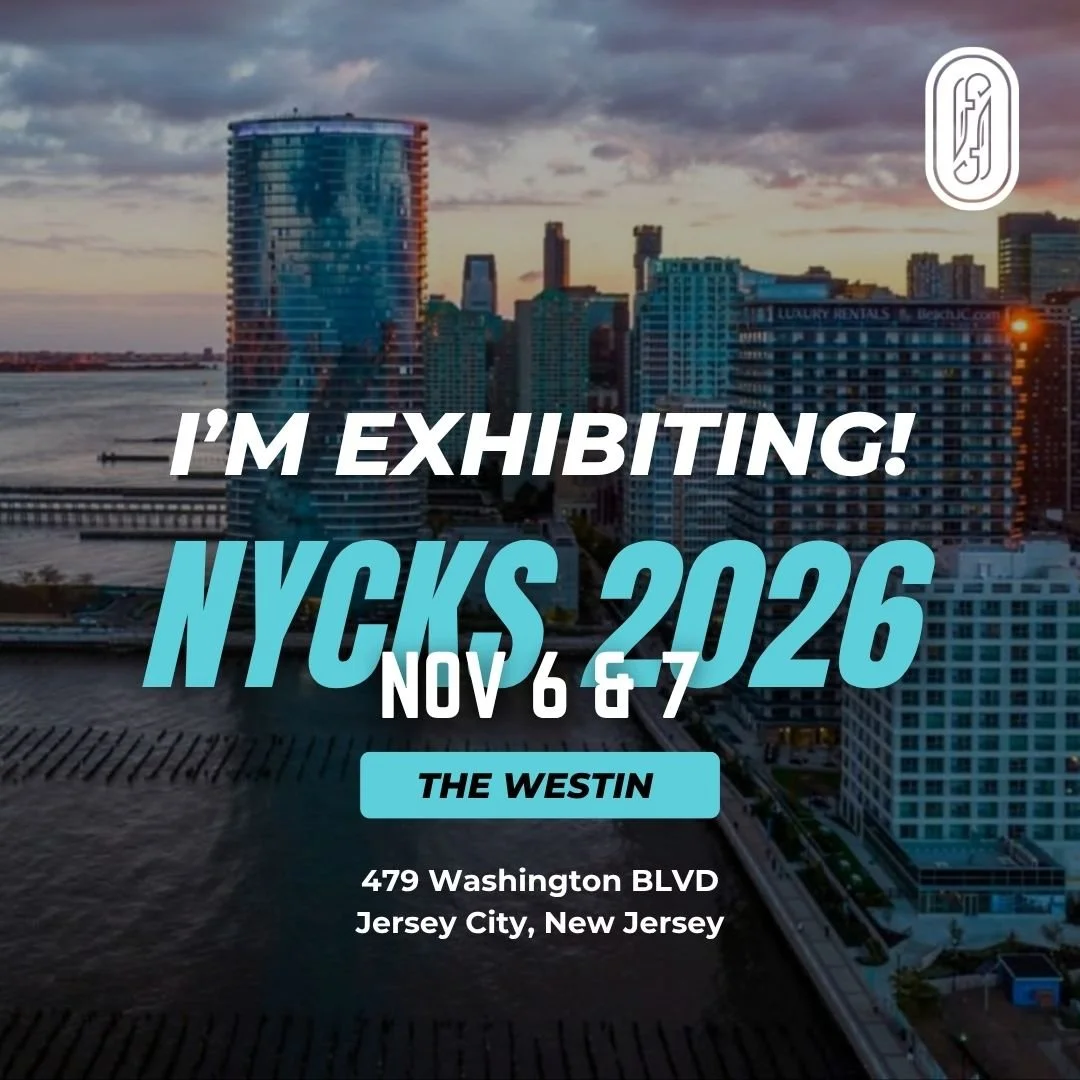 An urban cityscape at sunset with high-rise buildings along a river. Overlaid text announces an exhibition event at The Westin, Jersey City, New Jersey, on November 6 and 7, 2026.