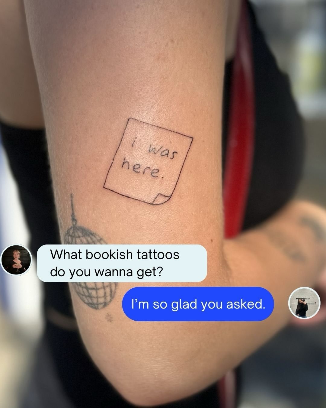 me 🤝bookish tattoos 

i love my all the bright places tattoo so much and i want to get so many more book tattoos 😭

do you have any bookish tattoos?? what&rsquo;s one that you want to get??