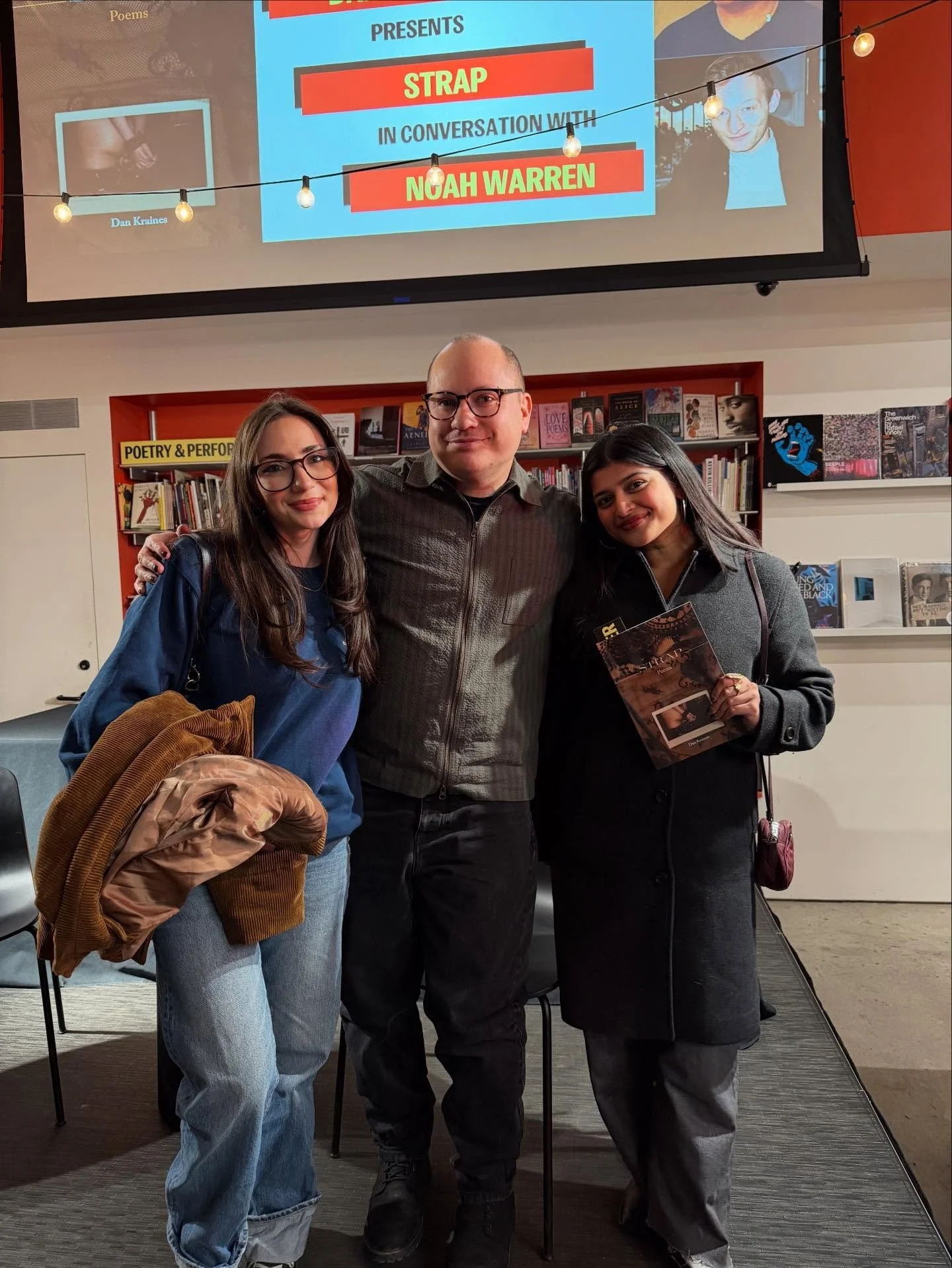 Tonight , i got to see my former creative writing professor @dan_kraines speak about his new book, Strap. Taking Dan&rsquo;s creative writing class in college was incredibly formative for me both as a writer, and as a person. 

I am so happy to know 