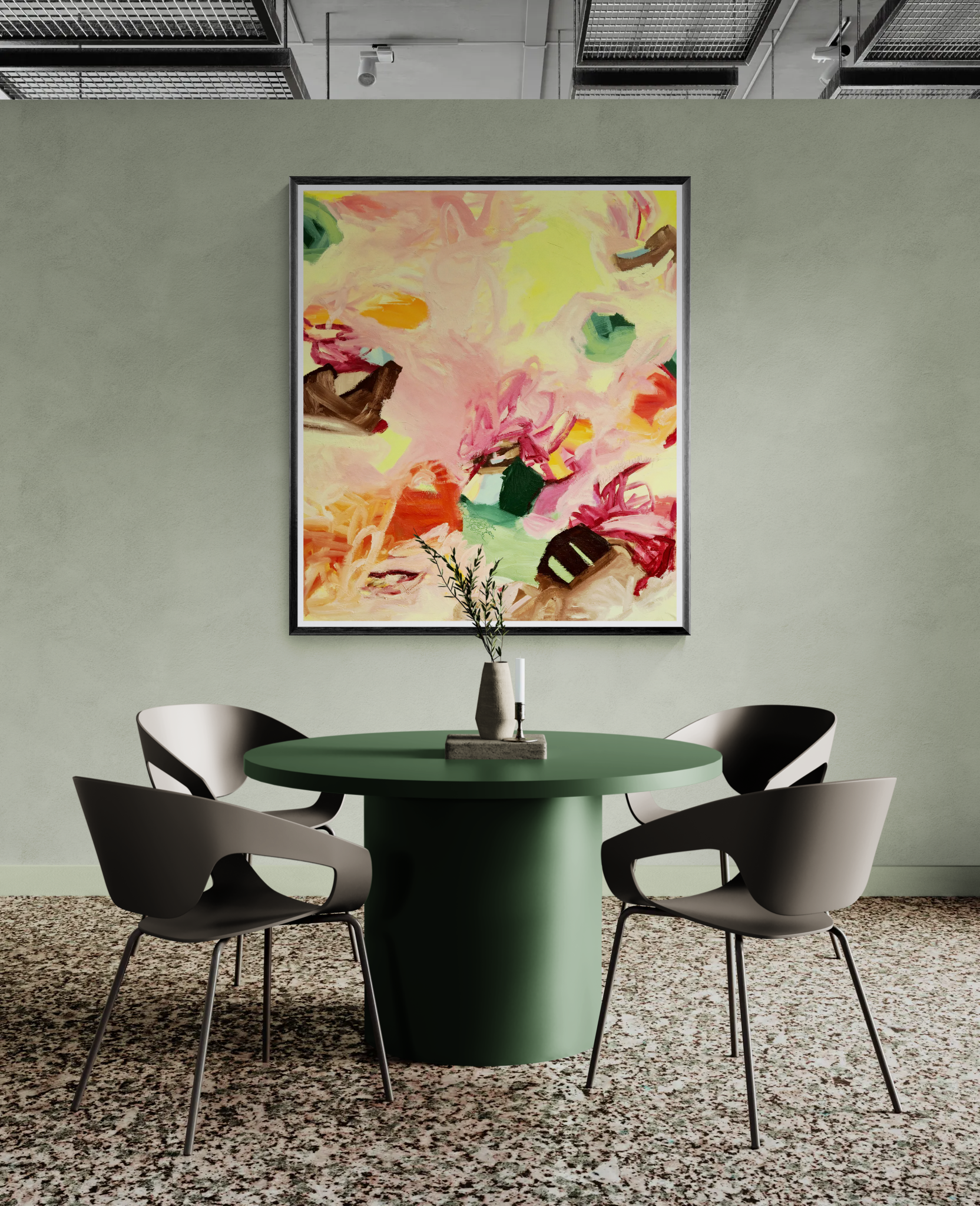 "ICE CREAM - eine Nacht in der Eisdiele", Ölfarben auf Leinwand, 130 x 140 cm