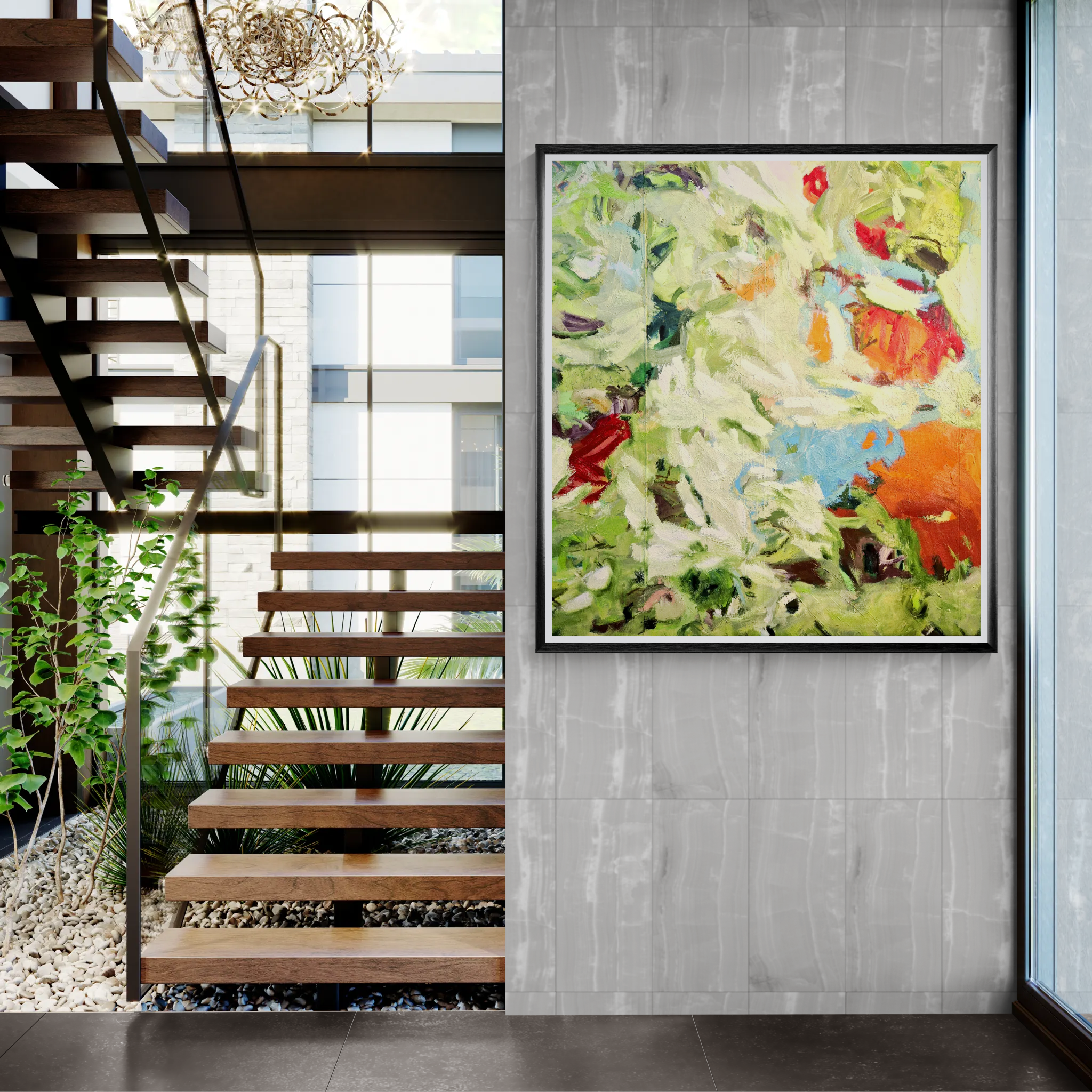 "Der Garten tanzt", Ölfarben auf Leinwand, 130 x 140 cm