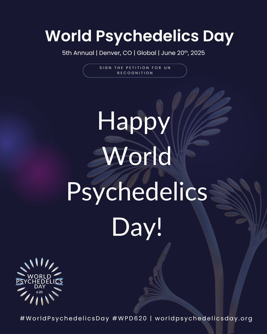 Today is the day!  Happy World Psychedelics Day!

Here is a list of what to do today:
1) Sign the Petition
2) Post how your day is going #wpd620 and #worldpsychedelicsday 
3) Come See Us at Psychedelic Science (booth and talks)
4) Sport Some WPD Swag