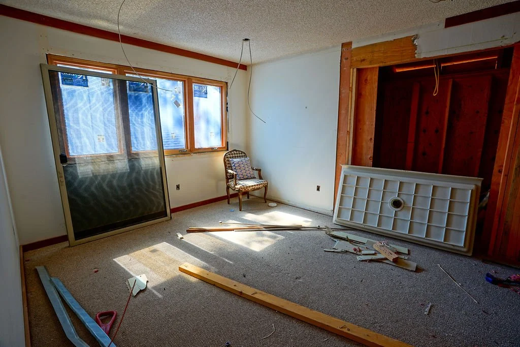 bedroom with windows under construction