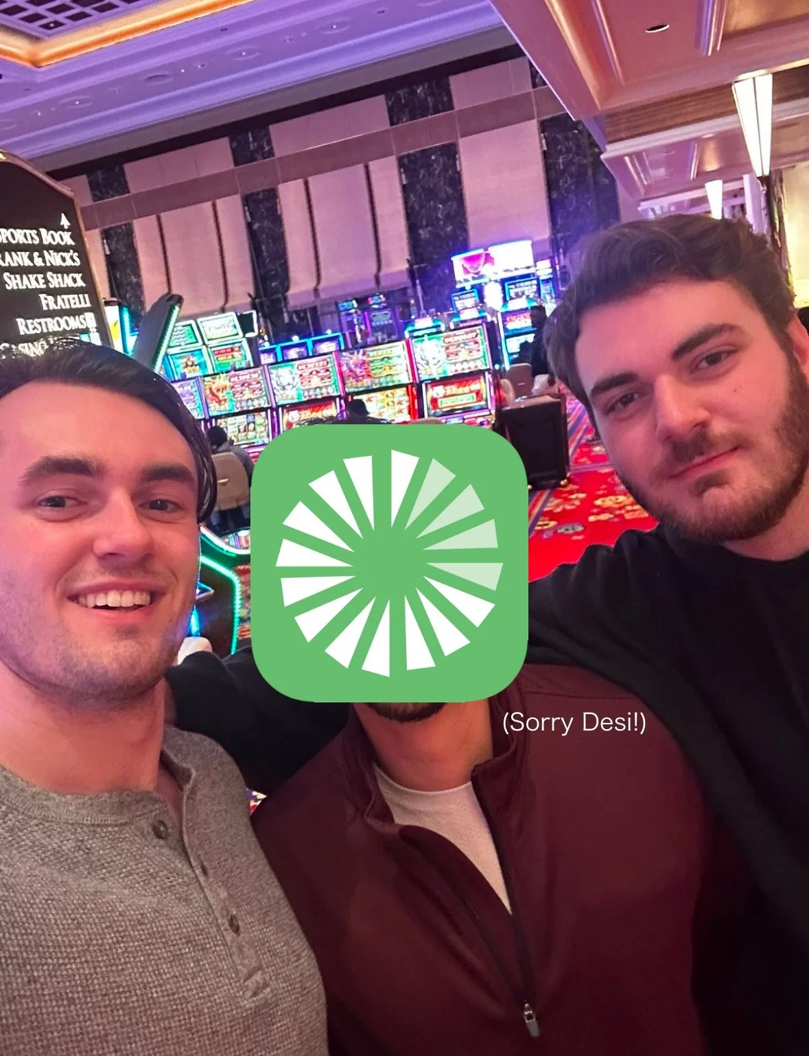 Three young men taking a selfie with one of the faces blurred out by the Real Expense Logo