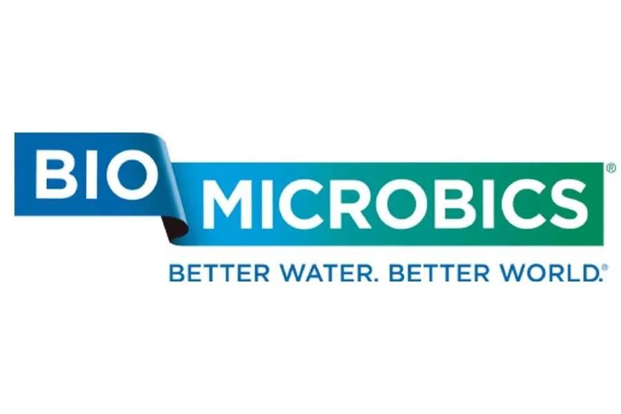 Bio Microbics Logo. Better Water. Better World.