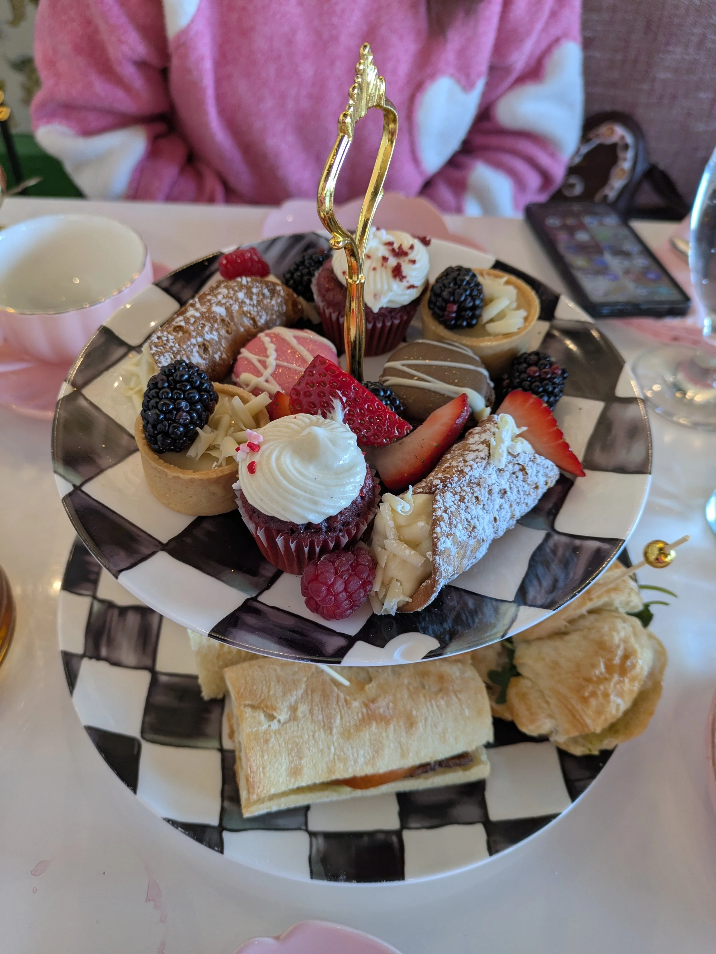 Lily and Elise checkered dessert tower.jpg