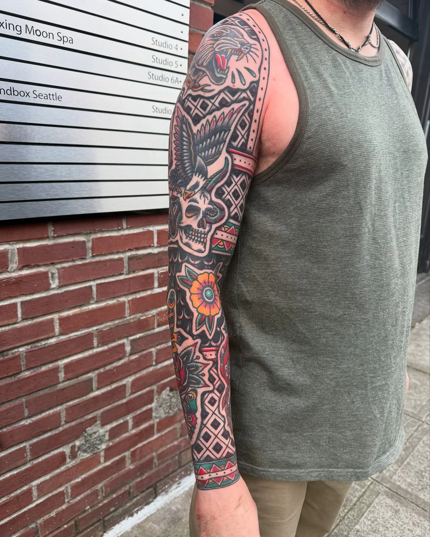 Put the finishing touches on this sleeve for my longtime friend @mattypilger here at @supergenius__tattoo this week and thrilled with the outcome! He was committed to knocking this out quick by getting a decent session in once a month till we finishe