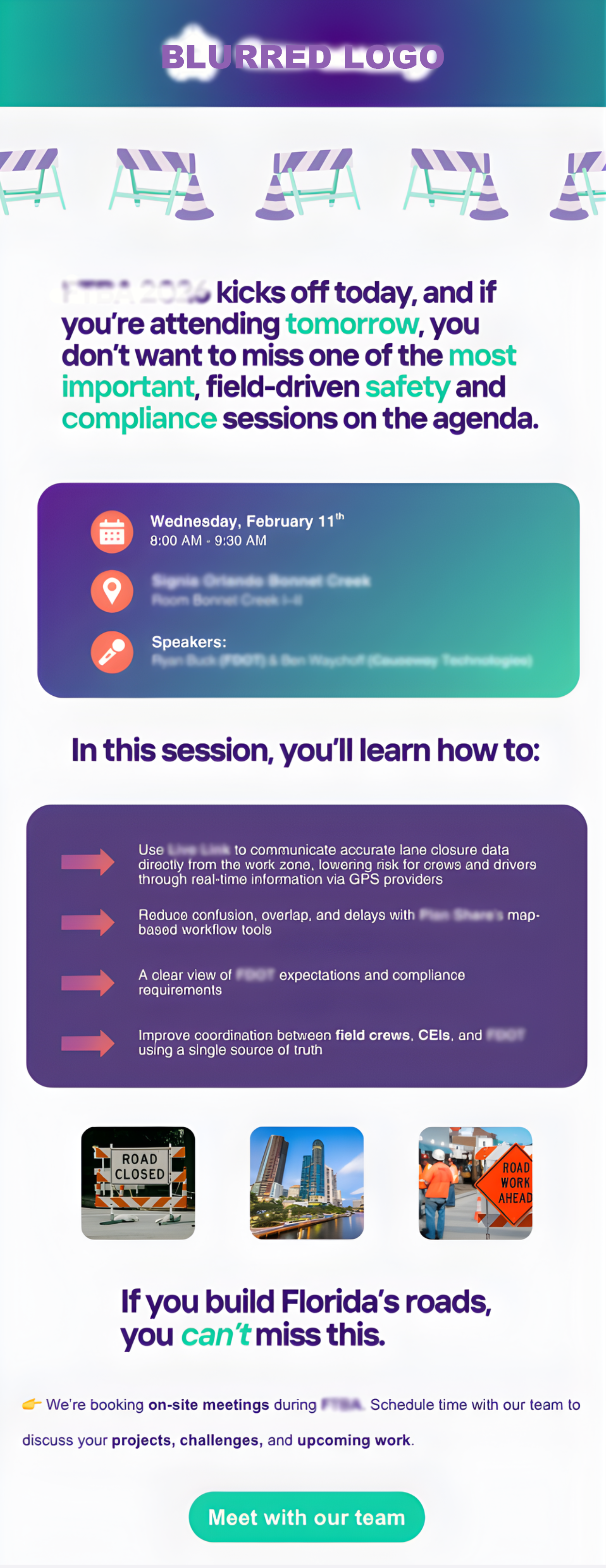 Road Construction Client Conference Campaign Email