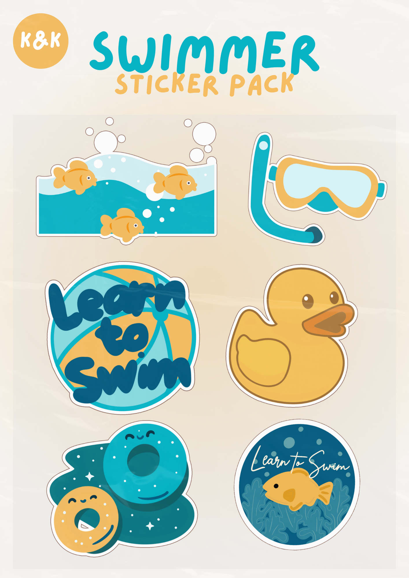 K&K Swim School Sticker Mock-Up 