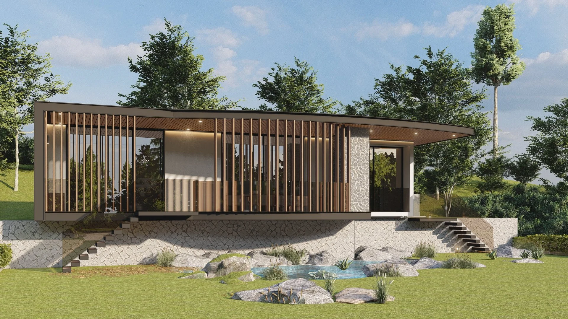 exterior image of a passive home on a sunny day