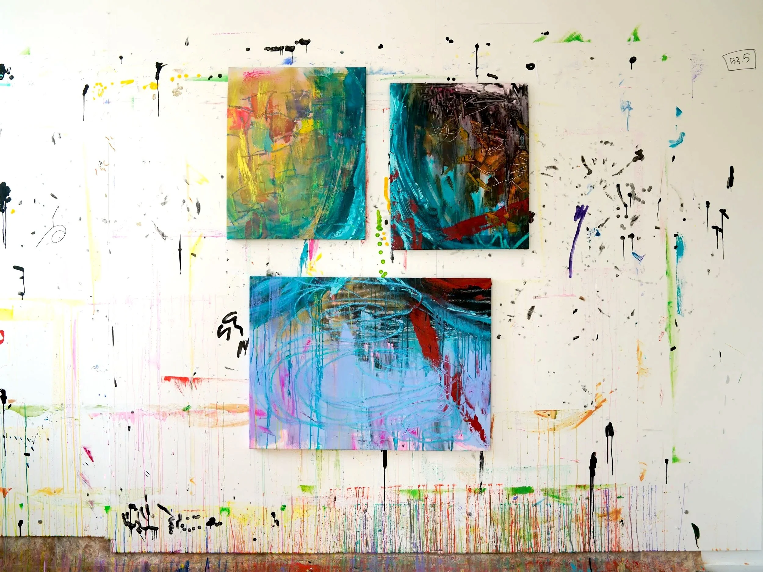The Underbell, 2022, Acrylic on Canvas, 35x25 (3 pieces)