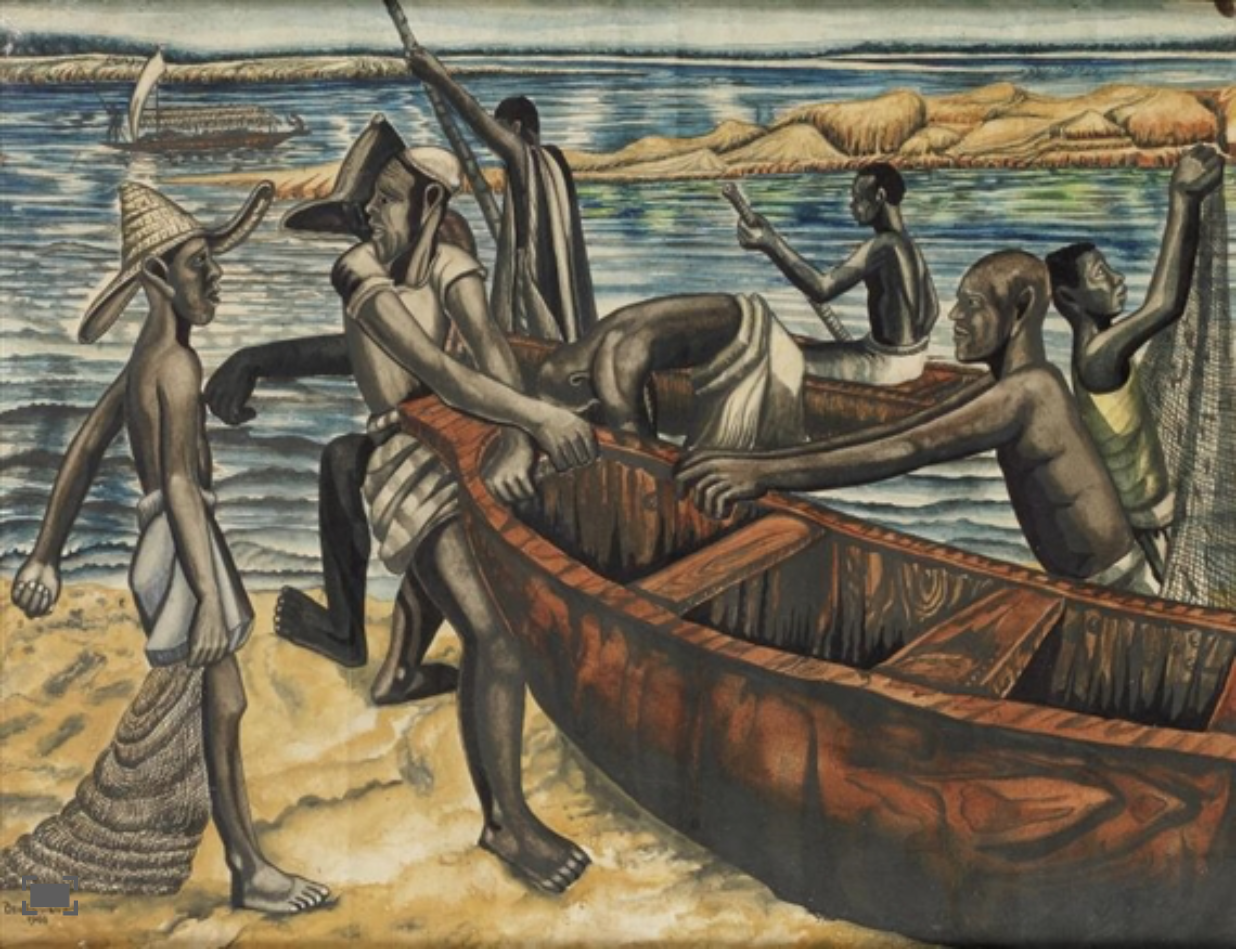 fishermen on the beach 1944 © ben enwonwu.