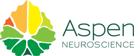A colorful brain logo with green, yellow, orange, and light green sections next to the text 'Aspen Neuroscience'.}