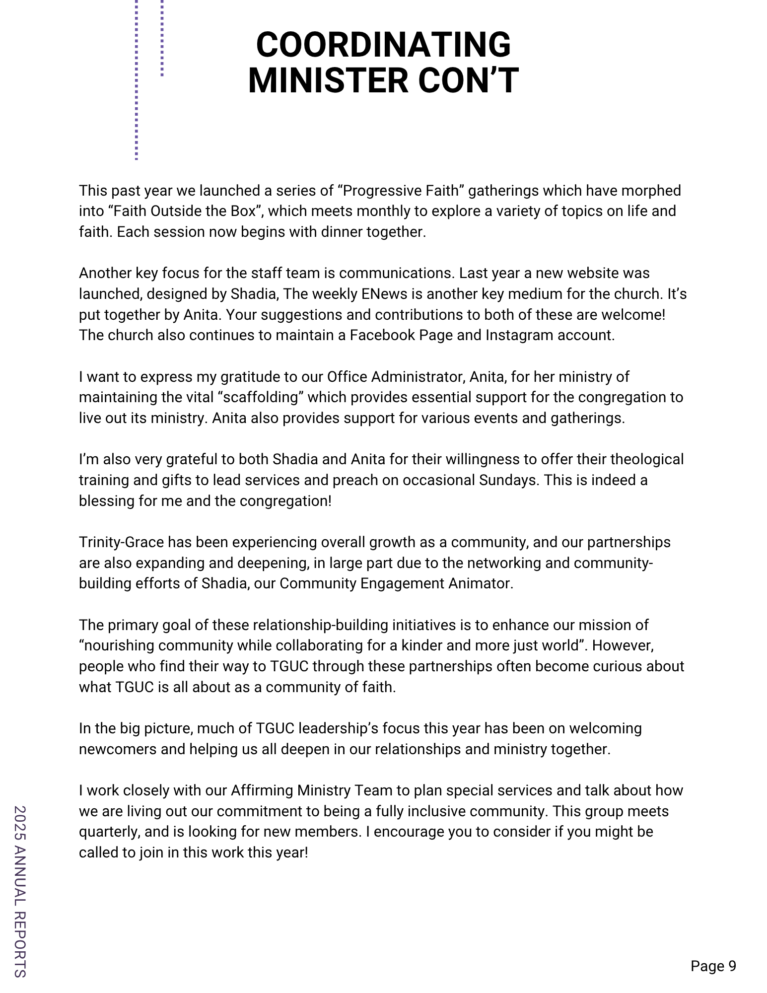 Minister's Report 2 of 3