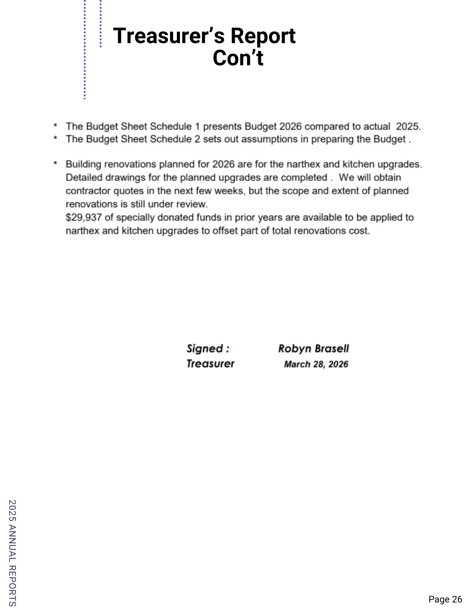 Treasurer's Report 2 of 2