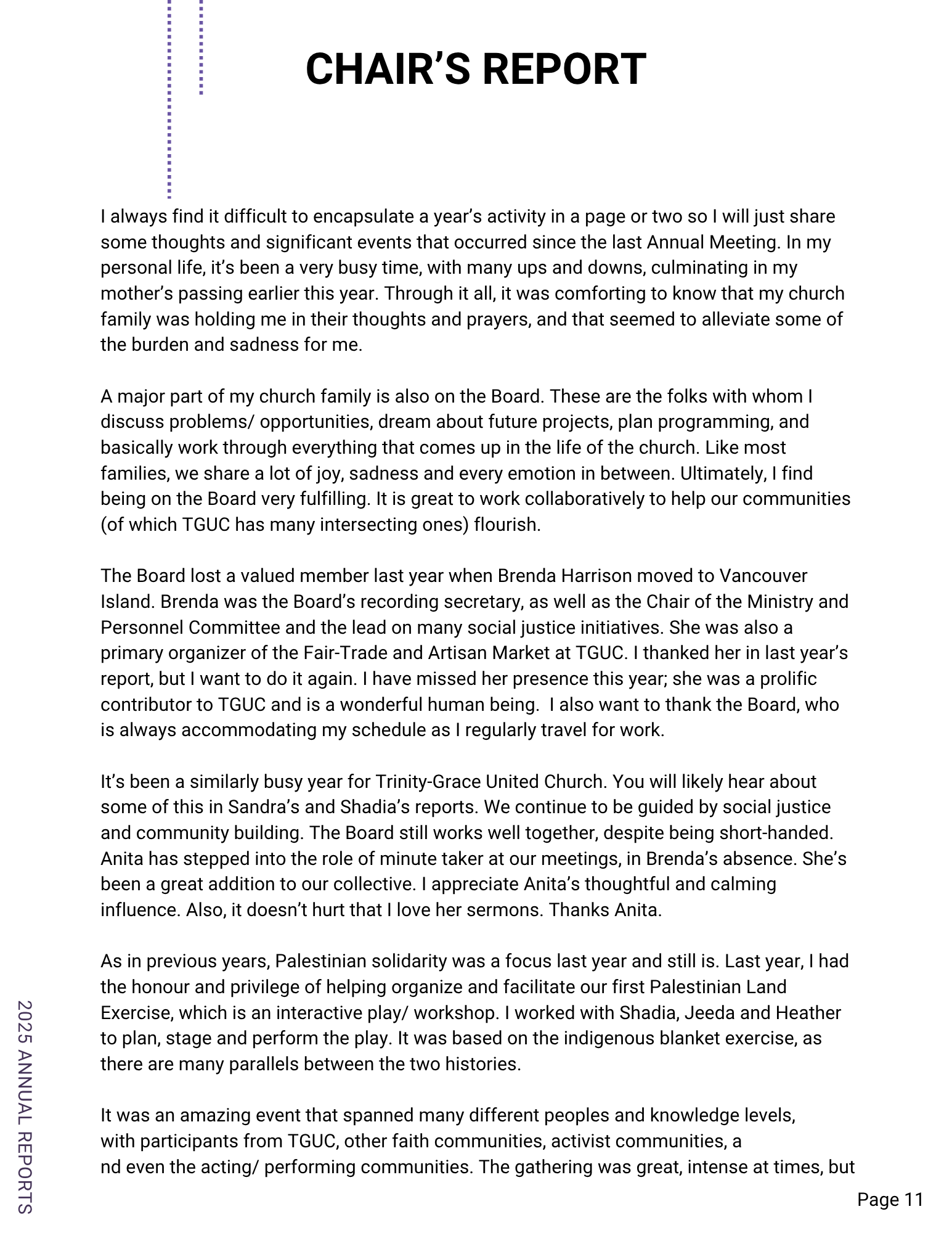 Chair's Report 1 of 2