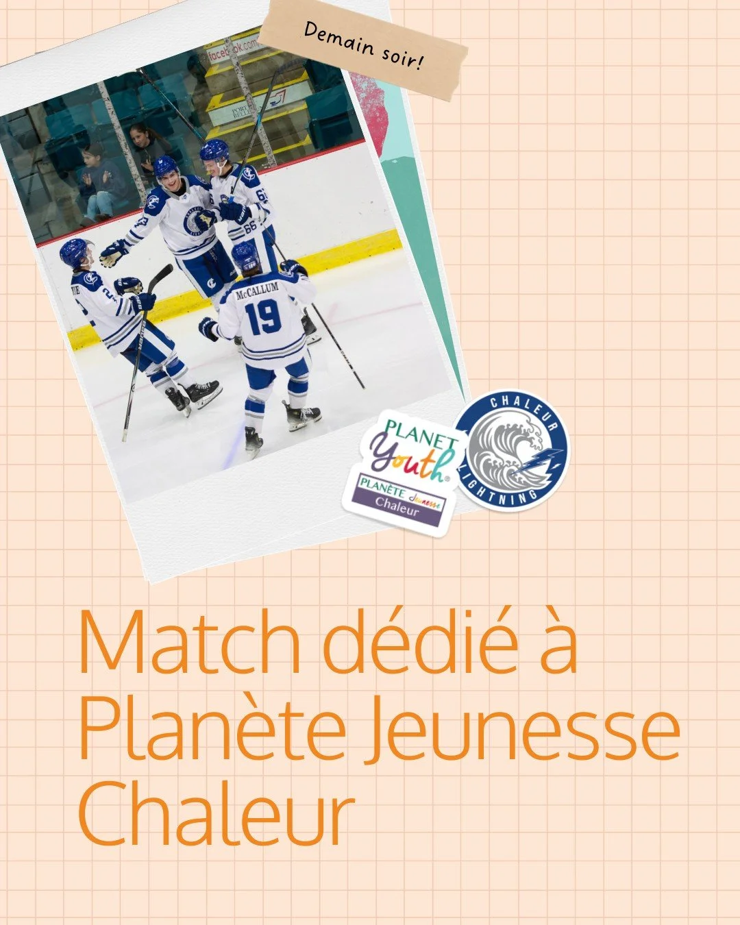 Le match des Lightning Chaleur de demain soir est d&eacute;di&eacute; &agrave; Plan&egrave;te Jeunesse Chaleur ⚡

Quand toute une communaut&eacute; se mobilise pour ses jeunes, sur la glace comme ailleurs, tout le monde en sort gagnant. Donc faisons 