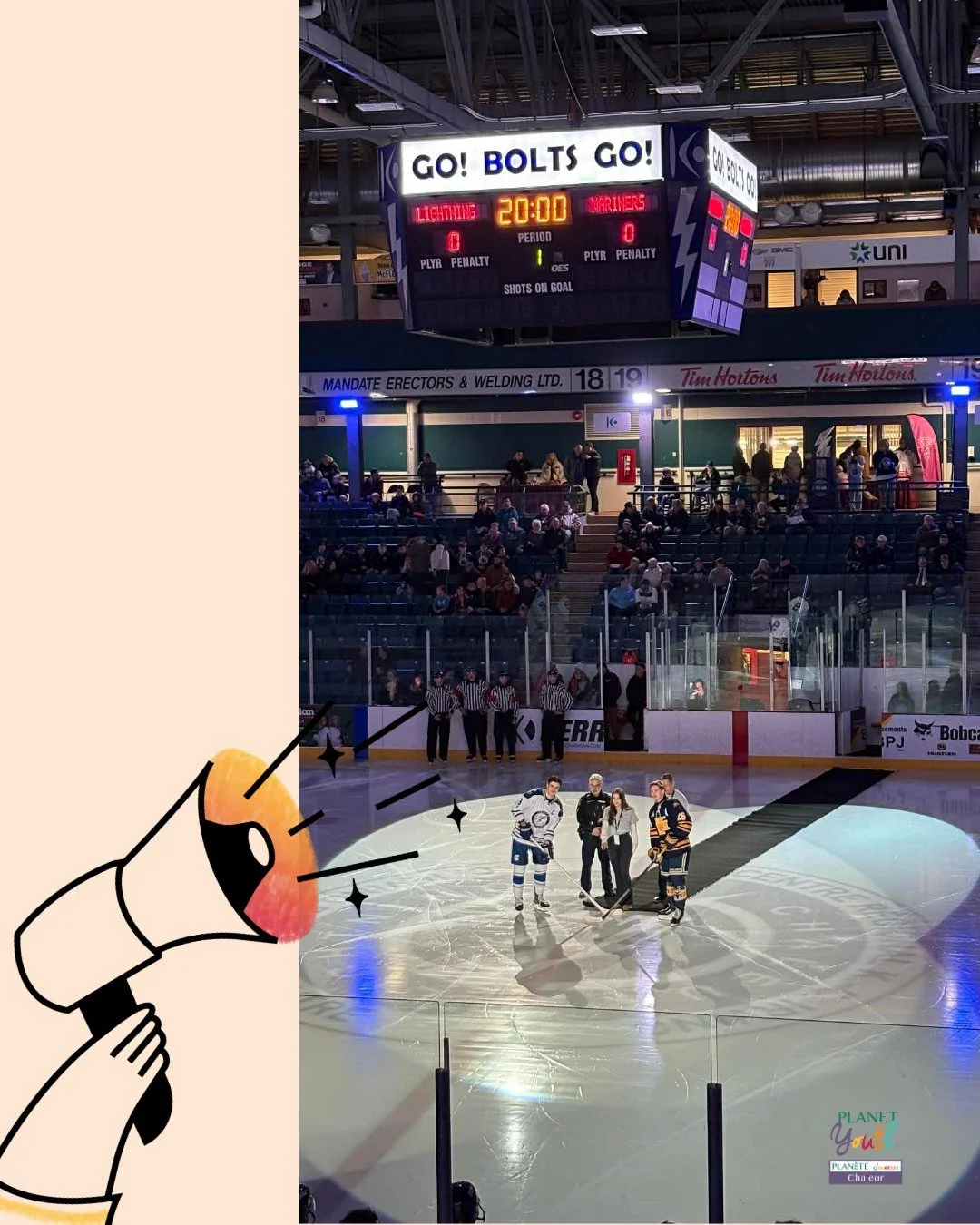 Thank you to the Chaleur Lightning for shining a light on Planet Youth Chaleur this past Saturday. ⚡💛 We&rsquo;re grateful for your continued partnership and proud to work with a team that plays just as hard for its community as it does on the ice.
