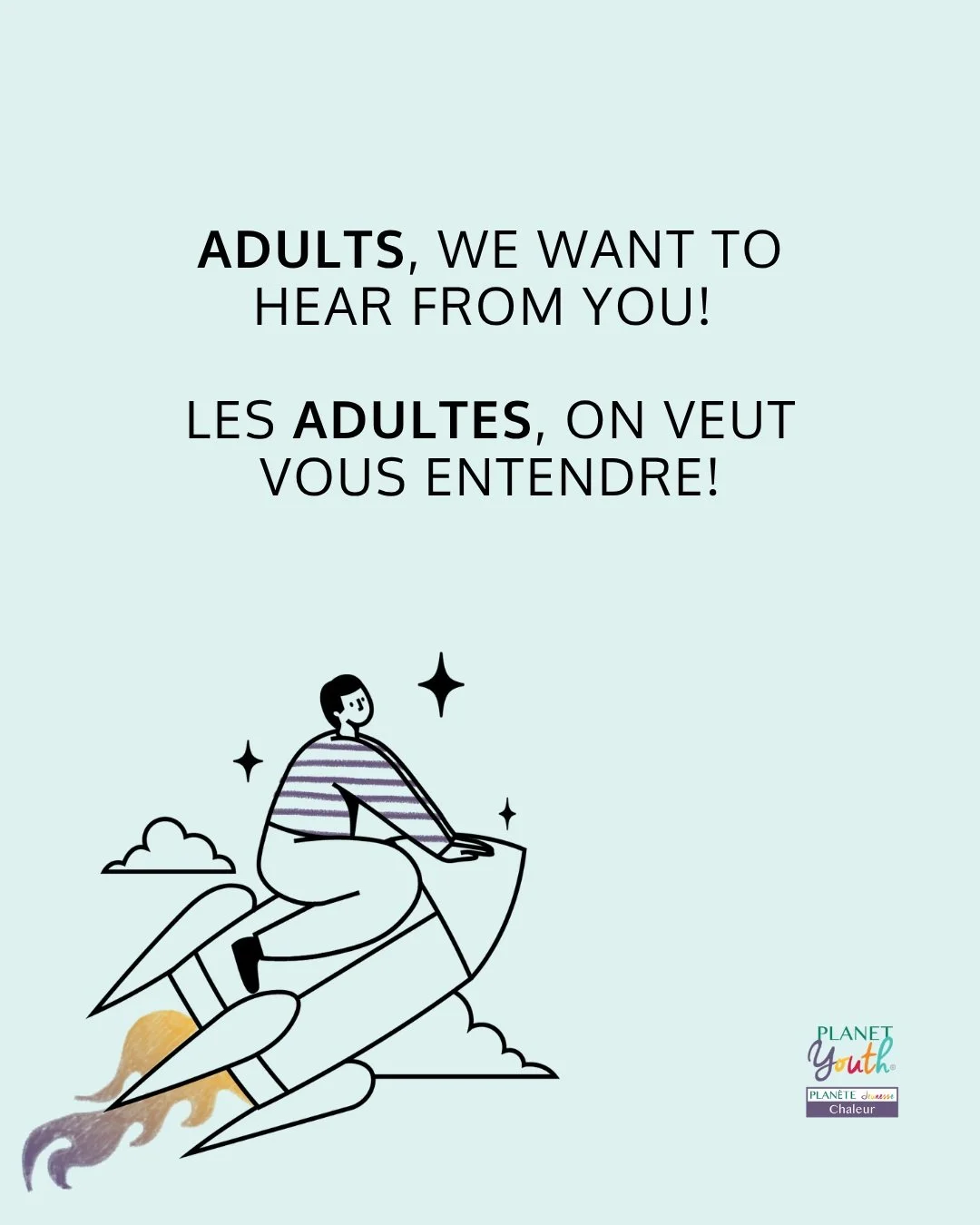 English below
Parents, grands-parents et adultes de la r&eacute;gion Chaleur, votre voix compte!
Plan&egrave;te Jeunesse Chaleur vous invite &agrave; une rencontre d&rsquo;&eacute;change pour discuter ensemble des besoins de nos jeunes et identifier 