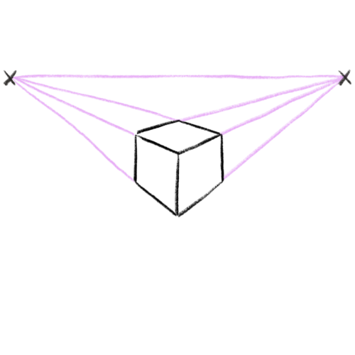 A 3D illustration of a black and white cube in front of a Pyramid with pink laser lines projecting from its base.