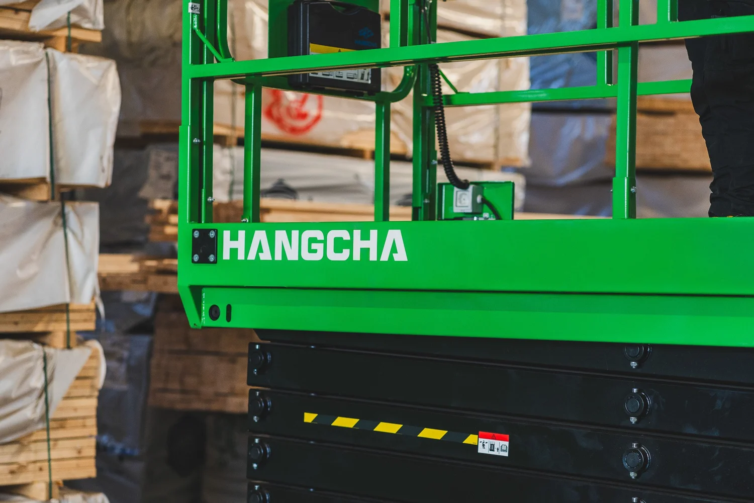 Groen Hangcha machineframe als grafisch merkdetail