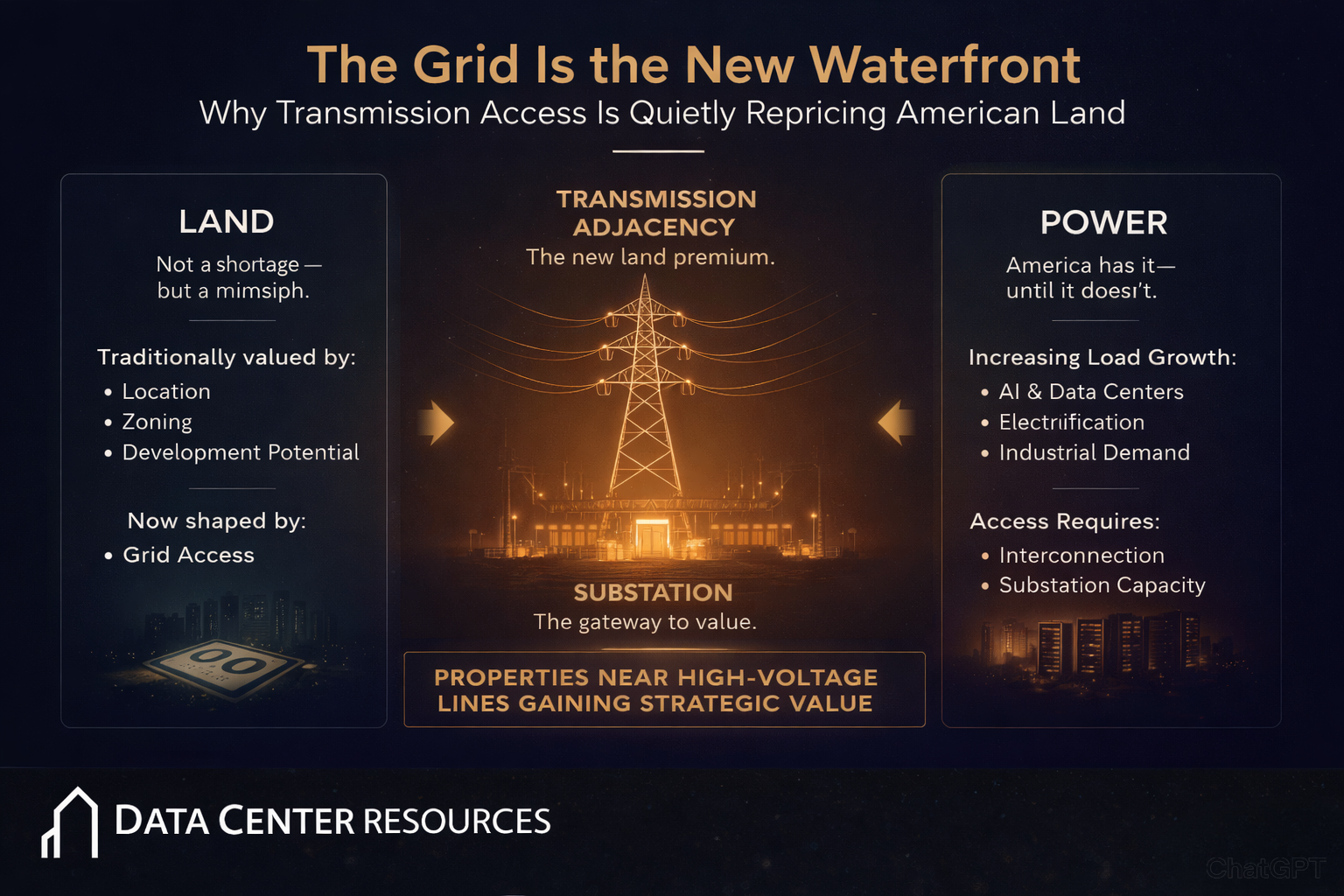 The Grid Is the New Waterfront: Why Transmission Access Is Quietly Repricing American Land