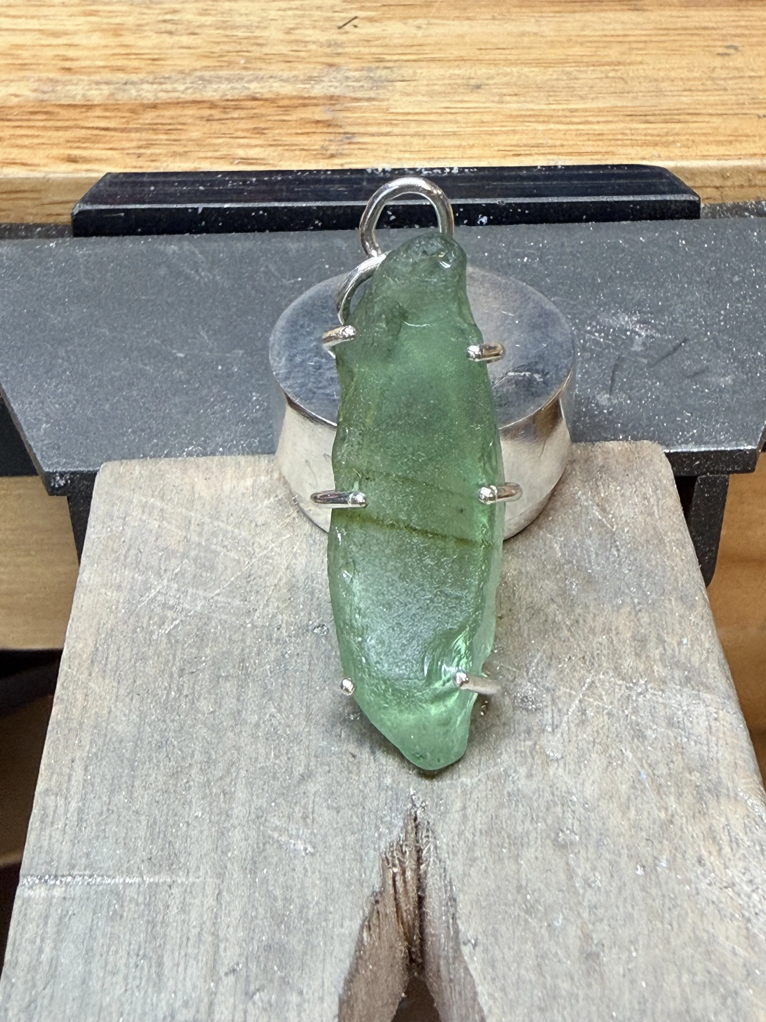 Claw prong set sea glass pendant 