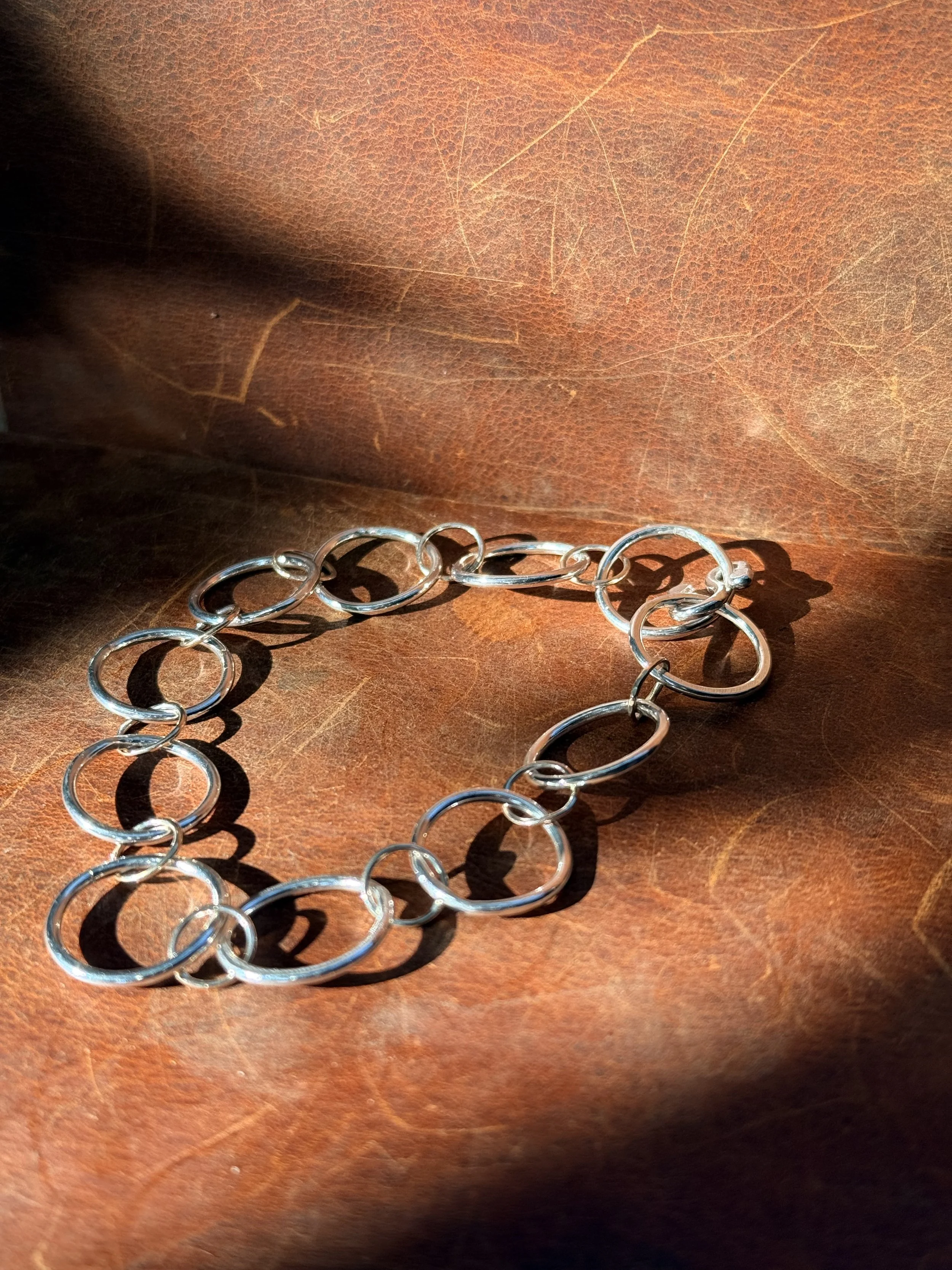 9K Gold and sterling silver chain bracelet