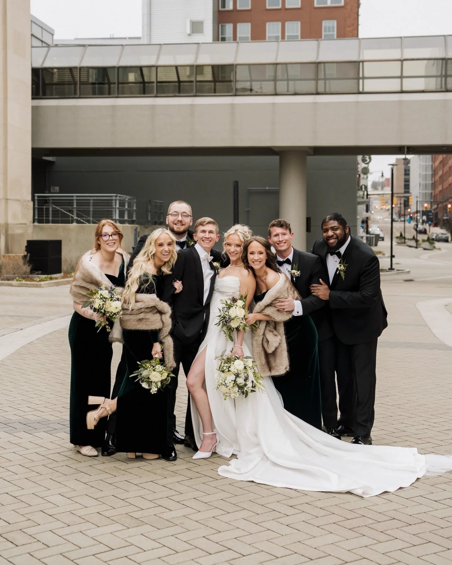 A quick stop for bridal party portraits before the real party starts. 😝🥂

There&rsquo;s something about having your favorite people all dressed up, cheering you on, and making the whole day feel bigger than just the two of you! This group was SO fu